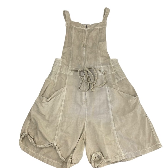 Free People Palm Valley Shortall Boho Zip Front Tie-Back Khaki - Picture 14 of 15